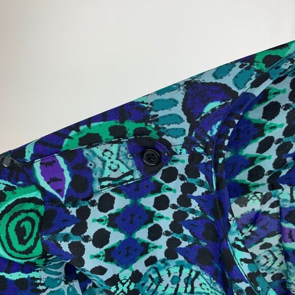 Maeve By Anthropology Ikat Pattern Shirt Dress Women Size Small Roll Tab Sleeve - Picture 11 of 14